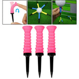 Maxbell 3Pcs Elastic Golf Tees Practice Tool Plastic Ball Holder Less Resistance Pink - Aladdin Shoppers