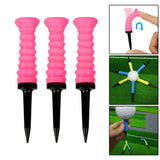 Maxbell 3Pcs Elastic Golf Tees Practice Tool Plastic Ball Holder Less Resistance Pink - Aladdin Shoppers