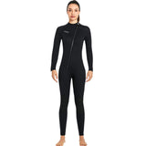 Maxbell Super Stretch Diving Wetsuit 3mm Neoprene Long Sleeve Front Zip Full Body WOMEN Black L - Aladdin Shoppers