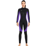 Maxbell Super Stretch Diving Wetsuit 3mm Neoprene Long Sleeve Front Zip Full Body WOMEN Purple S - Aladdin Shoppers