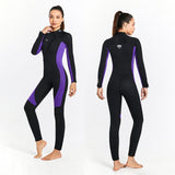 Maxbell Super Stretch Diving Wetsuit 3mm Neoprene Long Sleeve Front Zip Full Body WOMEN Purple M - Aladdin Shoppers