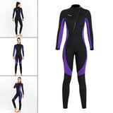 Maxbell Super Stretch Diving Wetsuit 3mm Neoprene Long Sleeve Front Zip Full Body WOMEN Purple M - Aladdin Shoppers