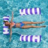 Maxbell Swimming Floating Bed Inflatable Beach Fun Toy with Bottom Mesh Water Float Green Blue - Aladdin Shoppers