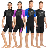 Maxbell 2mm Premium Neoprene Shorty Wetsuit Short Sleeve for Diving Women Purple L - Aladdin Shoppers