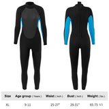 Maxbell Kids Wetsuits Jumpsuit 3mm Neoprene Long Sleeve Back Zip Summer Diving Suit Blue XL - Aladdin Shoppers