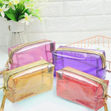 Maxbell Maxbell 4x Glitter Translucent Cosmetic Bags Bathroom Wash Bag Waterproof Portable Red