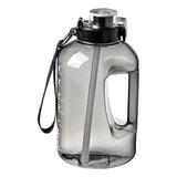 Maxbell Water Bottle with Straw Time Marker Sports Water Jug Workout Yoga 2.5L Black - Aladdin Shoppers