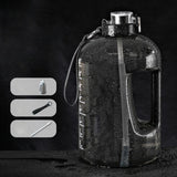 Maxbell Water Bottle with Straw Time Marker Sports Water Jug Workout Yoga 2.5L Black - Aladdin Shoppers