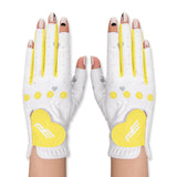 Maxbell 2Pcs PU Leather Women Golf Gloves Flexible Anti Slip Breathable Soft for Gym Yellow 22 - Aladdin Shoppers