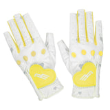 Maxbell 2Pcs PU Leather Women Golf Gloves Flexible Anti Slip Breathable Soft for Gym Yellow 22 - Aladdin Shoppers