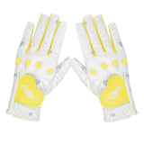 Maxbell 2Pcs PU Leather Women Golf Gloves Flexible Anti Slip Breathable Soft for Gym Yellow 22 - Aladdin Shoppers