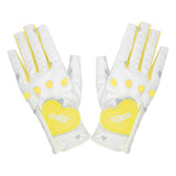 Maxbell 2Pcs PU Leather Women Golf Gloves Flexible Anti Slip Breathable Soft for Gym Yellow 22 - Aladdin Shoppers