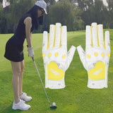 Maxbell 2Pcs PU Leather Women Golf Gloves Flexible Anti Slip Breathable Soft for Gym Yellow 22 - Aladdin Shoppers