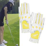 Maxbell 2Pcs PU Leather Women Golf Gloves Flexible Anti Slip Breathable Soft for Gym Yellow 22 - Aladdin Shoppers