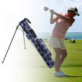 Maxbell Golf Club Stand Bag with Carry Strap Durable Waterproof Material Dustproof Blue Grid - Aladdin Shoppers