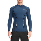 Maxbell Soft Men Swimsuit Tops Long Sleeve Swim Shirt Rashguard for Snorkeling Blue L - Aladdin Shoppers