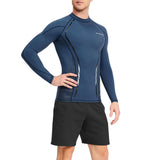 Maxbell Soft Men Swimsuit Tops Long Sleeve Swim Shirt Rashguard for Snorkeling Blue L - Aladdin Shoppers