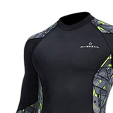 Maxbell Soft Men Swimsuit Tops Long Sleeve Swim Shirt Rashguard for Snorkeling Black Colorful XXL - Aladdin Shoppers
