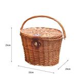 Maxbell Bike Front Basket Handcraft Accessories Storage Knitting with Lid Rattan Brown - Aladdin Shoppers