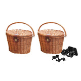Maxbell Bike Front Basket Handcraft Accessories Storage Knitting with Lid Rattan Brown - Aladdin Shoppers