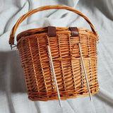 Maxbell Bike Front Basket Handcraft Accessories Storage Knitting with Lid Rattan Brown - Aladdin Shoppers