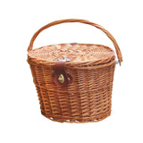 Maxbell Bike Front Basket Handcraft Accessories Storage Knitting with Lid Rattan Brown - Aladdin Shoppers
