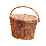 Maxbell Bike Front Basket Handcraft Accessories Storage Knitting with Lid Rattan Brown - Aladdin Shoppers