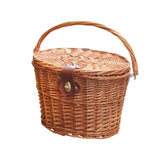 Maxbell Bike Front Basket Handcraft Accessories Storage Knitting with Lid Rattan Brown - Aladdin Shoppers