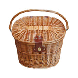 Maxbell Bike Front Basket Handcraft Accessories Storage Knitting with Lid Rattan Brown - Aladdin Shoppers