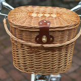 Maxbell Bike Front Basket Handcraft Accessories Storage Knitting with Lid Rattan Brown - Aladdin Shoppers