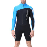 Maxbell Diving Suit Long Sleeve Front Zip for Water Sports Scuba Diving Snorkeling Black Blue 2XL - Aladdin Shoppers