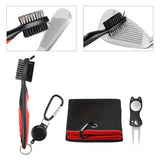 Maxbell Maxbell 3Pcs Golf Club Cleaning Kit Golf Bag Supplies Retractable Golf Cleaner Brush Red