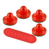 Maxbell 4 Air Hockey Pushers and 8 Pucks 2.5 inch Pucks for Family Game Tables Party Red