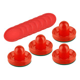 Maxbell 4 Air Hockey Pushers and 8 Pucks 2.5 inch Pucks for Family Game Tables Party Red