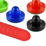 Maxbell 4 Air Hockey Pushers and 8 Pucks 2.5 inch Pucks for Family Game Tables Party 4 Colors