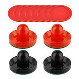 Maxbell 4 Air Hockey Pushers and 8 Pucks 2.5 inch Pucks for Family Game Tables Party Black and Red