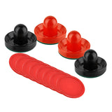 Maxbell 4 Air Hockey Pushers and 8 Pucks 2.5 inch Pucks for Family Game Tables Party Black and Red