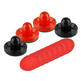 Maxbell 4 Air Hockey Pushers and 8 Pucks 2.5 inch Pucks for Family Game Tables Party Black and Red