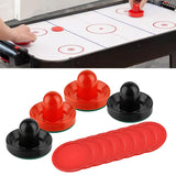 Maxbell 4 Air Hockey Pushers and 8 Pucks 2.5 inch Pucks for Family Game Tables Party Black and Red