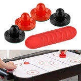 Maxbell 4 Air Hockey Pushers and 8 Pucks 2.5 inch Pucks for Family Game Tables Party Black and Red