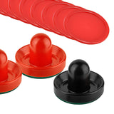 Maxbell 4 Air Hockey Pushers and 8 Pucks 2.5 inch Pucks for Family Game Tables Party Black and Red