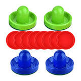 Maxbell 4 Air Hockey Pushers and 8 Pucks 2.5 inch Pucks for Family Game Tables Party Blue and Green