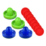 Maxbell 4 Air Hockey Pushers and 8 Pucks 2.5 inch Pucks for Family Game Tables Party Blue and Green