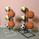 Maxbell Basketball Storage Shelf Home Freestanding Sports Organizer 5 Tier Ball Rack White