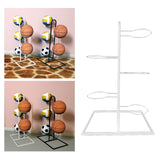 Maxbell Basketball Storage Shelf Home Freestanding Sports Organizer 5 Tier Ball Rack White