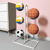 Maxbell Basketball Storage Shelf Home Freestanding Sports Organizer 5 Tier Ball Rack White