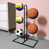 Maxbell Basketball Storage Shelf Home Freestanding Sports Organizer 5 Tier Ball Rack Black