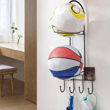 Maxbell Basketball Ball Storage Rack 2 Tier Basketball Football Stand for Basketball Black