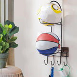 Maxbell Basketball Ball Storage Rack 2 Tier Basketball Football Stand for Basketball Black