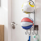 Maxbell Basketball Ball Storage Rack 2 Tier Basketball Football Stand for Basketball Black